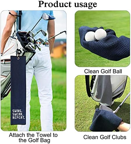 DYJYBMY Swing Swear Repeat Blue Golf Towel, Funny Golf Accessories - Image 5