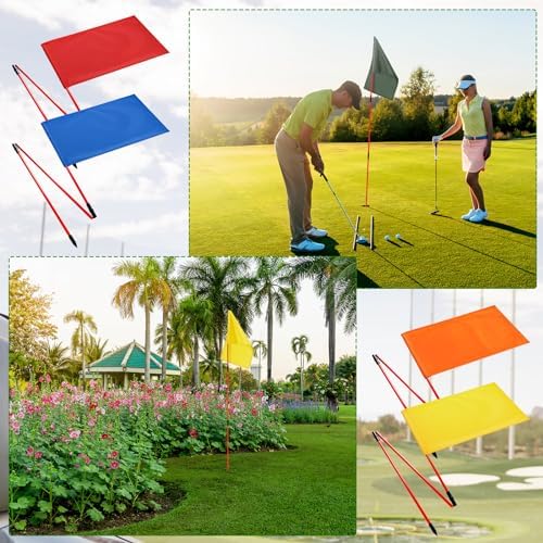 6 Set Golf Flag Stick for Putting Green 3 Section Portable Nylon Flagpoles - Image 7