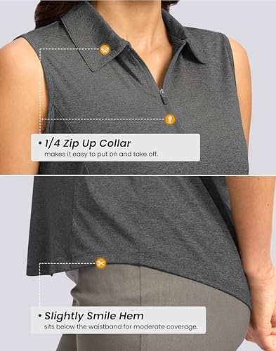 G Gradual Women's Golf Shirts Lightweight 1/4 Zip Collared Tank Top - Image 4
