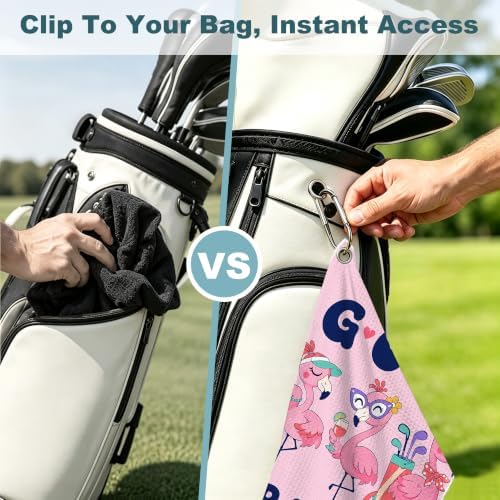 Flamingo Waffle Weave Microfiber Golf Towel - Image 5