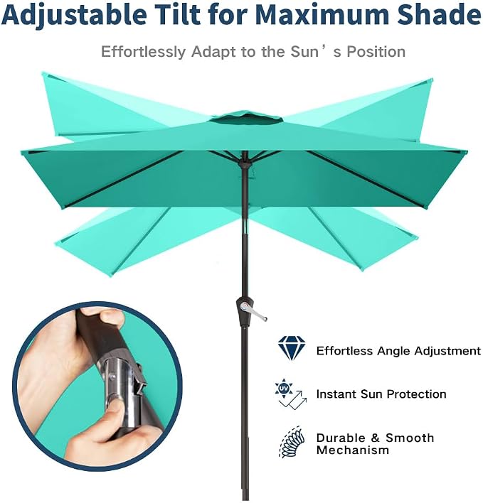 6.5' x 10' Rectangular Patio Umbrella Large Outdoor Market Umbrella w/ UV - Image 2