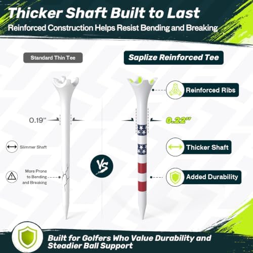 SAPLIZE Thick 100 or 50 Pack Plastic Golf Tees - Image 2