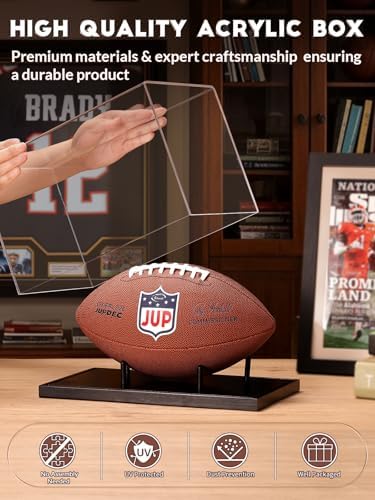 JupDec Football Display Case Full Size, Acrylic Clear Box - Image 2