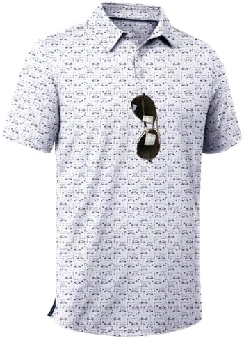 ZITY Men's Golf Shirts Short Sleeve Print Patterns Casual Collared Polo by ZITY