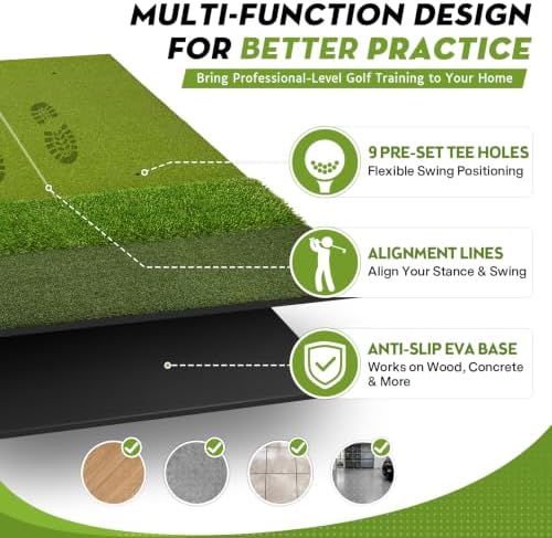 6x4ft Premium Golf Hitting Mat Dual/Tri-Turf - Image 3