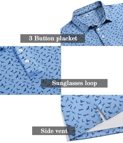 ZITY Men's Golf Shirts Short Sleeve Print Patterns Casual Collared Polo - Image 5