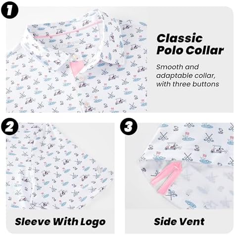 Mens Golf Shirt Short Sleeve Dry Fit Print Moisture Wicking Performance - Image 4