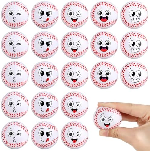 20PCS Mini Baseball Stress Ball Funny Face Squeeze Balls Small Baseball Squeeze by Atiloy