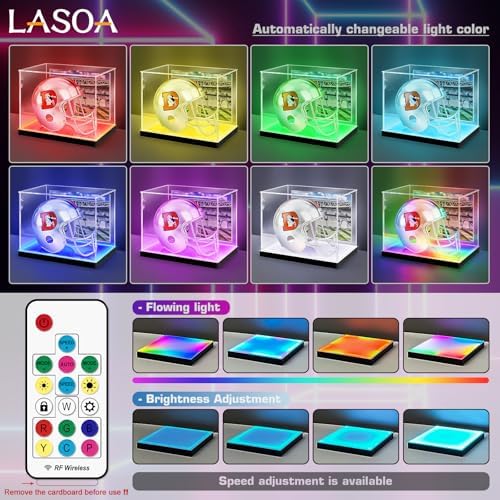 LASOA Helmet Display Case with RGBW LED Light, Self-Assembly Acrylic Display Box - Image 2
