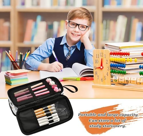 ZAZYXTJ Cute Cat Large Capacity Pencil Case 3 Compartment Pen Pouch Storage - Image 6