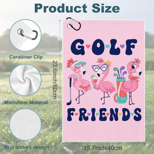 Flamingo Waffle Weave Microfiber Golf Towel - Image 2