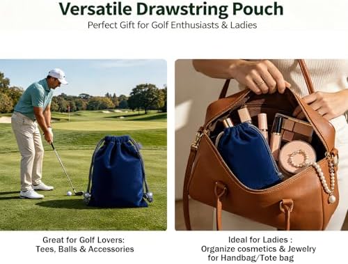 Lestyn Golf Tee Pouch with Drawstring, 5.7 x 7.87 Inch Small Accessories Bag - Image 6