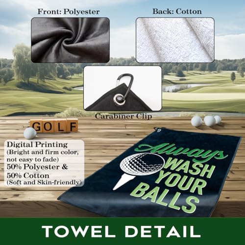 Always Wash Printed Polyester & Cotton Blend Golf Towel, Funny Golf Accessory - Image 3