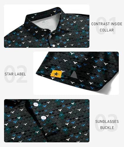 ZITY Mens Golf Polo Shirts Short Sleeve UPF 50+ Moisture Wicking Tshirt - Image 3