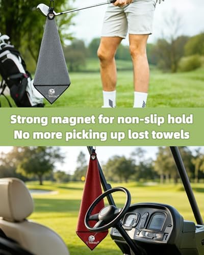Magnetic Golf Towel with Upgraded Cleaning Pocket & Clip 20" x 20" - Image 3