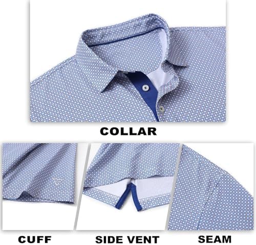 M MAELREG Mens Golf Shirt Short Sleeve Dry Fit Print Moisture Wicking - Image 6