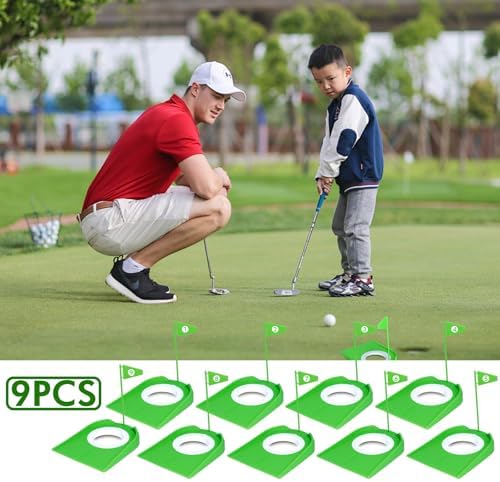 9 Pack Golf Putting Cups with Flags, Plastic Golf Training Aids with Golf Ball - Image 3