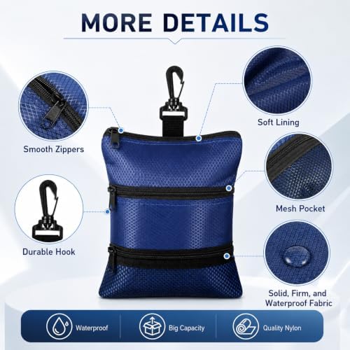 Golf Ball Bag Pouch Portable Golf Tee Bag Multi Pocket Zipper - Image 3
