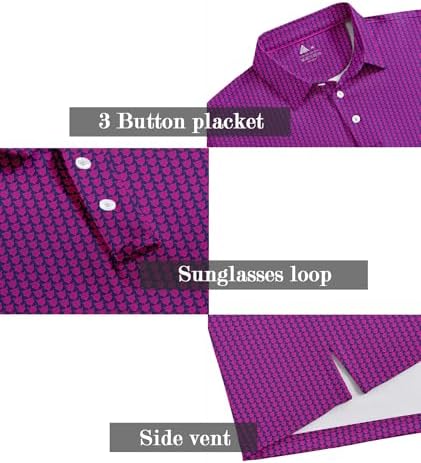 ZITY Men's Golf Shirts Short Sleeve Print Patterns Casual Collared Polo - Image 5