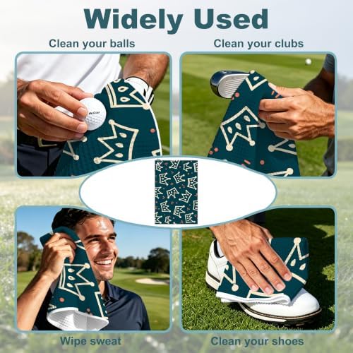 Blue Crown Waffle Weave Microfiber Golf Towel - Image 4
