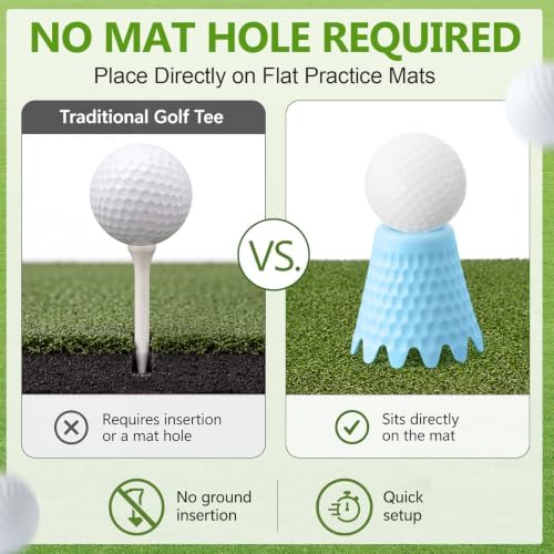 Foilswirl Golf Simulator Tees, 8 Fixed Heights Indoor Golf Mat Tees - Image 3