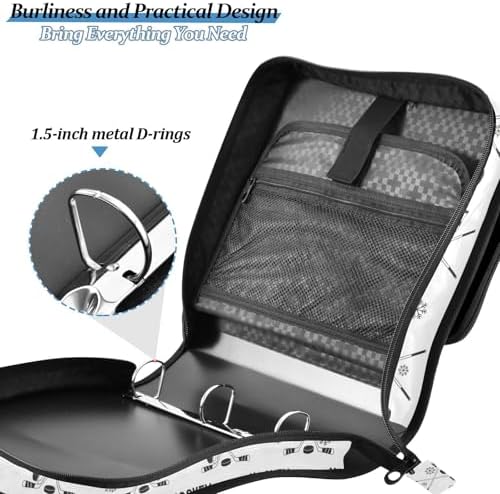 Zipper Binder Bag 3 Ring File Folder Portfolio Organizer Zippered Binder Bags - Image 7