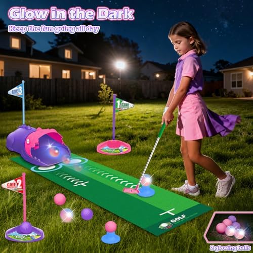 Clemas Kids Toy Golf Set with Dinosaur Automatic Golf Returner, Led Light Up - Image 3