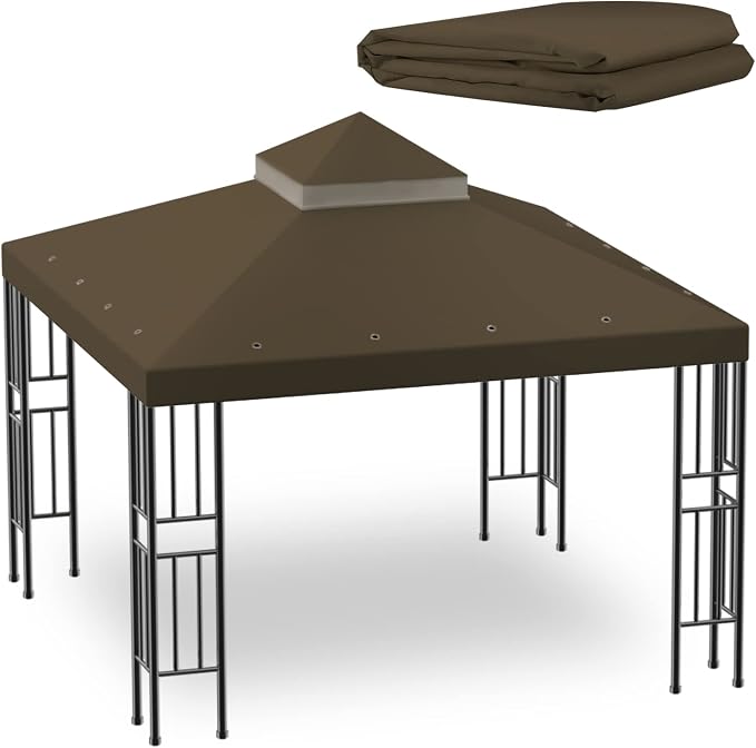Sumfaller 10x10 FT Gazebo Replacement Canopy Top Cover | Double Tiered Canopy by Unknown