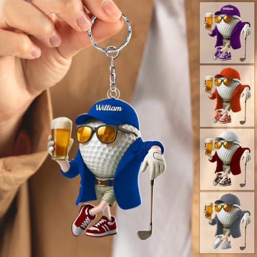 LASFOUR Personalized Golf Player Keychain, Golf Ball Gift - Image 2