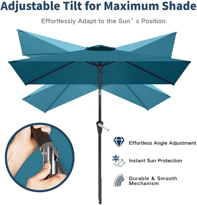 6.5' x 10' Rectangular Patio Umbrella Large Outdoor Market Umbrella w/UV - Image 2