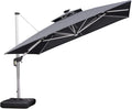 PURPLE LEAF Cantilever Umbrella 11'X11' Double Top Solar LED Light, Stays bright by PURPLELEAF