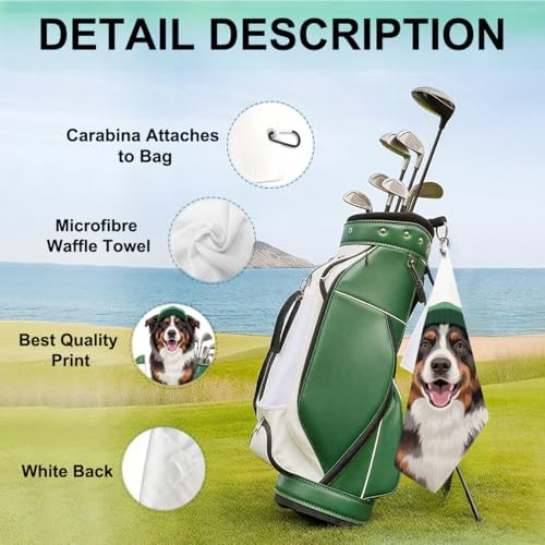 Australian Shepherd Golf Towel, Dog Gifts Waffle Weave Decorative - Image 3