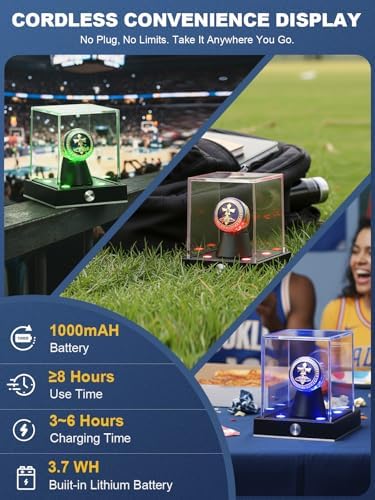 JupDec Cordless LED Championship Ring Display Case, Autograph Ring Showcase - Image 2