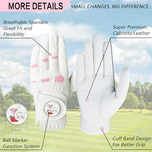 Golf Gloves Women with Ball Marker 1 Pack - Image 2