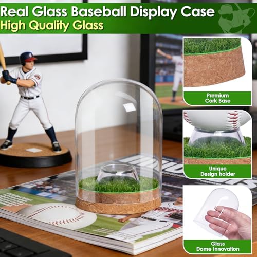 Real Glass Baseball Display Case, UV Dome - Image 3