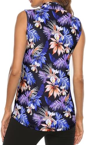 Tanst Sky Women's Sleeveless Golf Polo Shirts Quarter Zip Workout Tank Top - Image 2