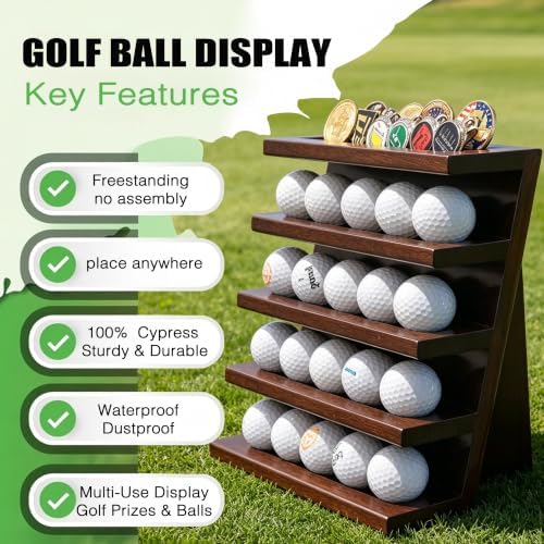 100% Solid Cypress Wood Golf Ball Display Case - Image 2