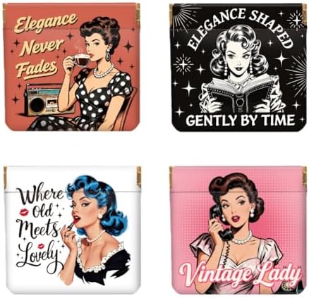 Peacoblue Retro Woman Coin Purse, PU Leather Squeeze Pouch 4PCS by PEACOBLUE