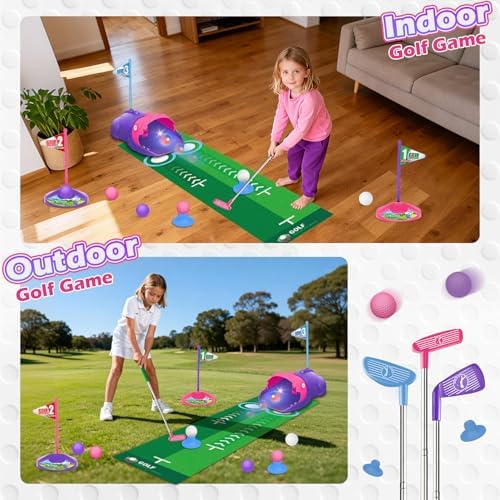 Clemas Kids Toy Golf Set with Dinosaur Automatic Golf Returner, Led Light Up - Image 4