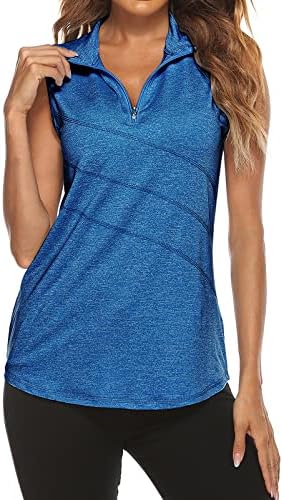 Tanst Sky Women's Sleeveless Golf Polo Shirts Quarter Zip Workout Tank Top by TanstSky