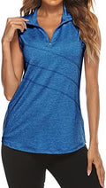 Tanst Sky Women's Sleeveless Golf Polo Shirts Quarter Zip Workout Tank Top by TanstSky