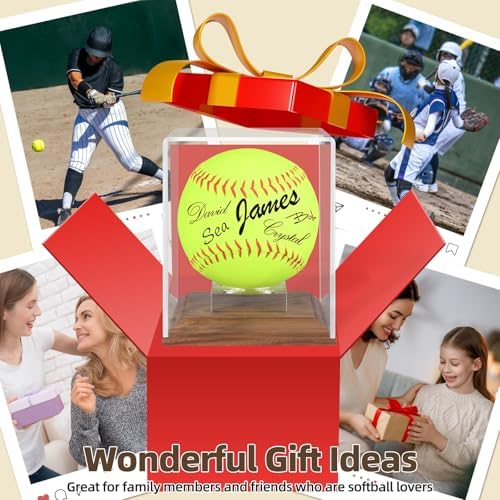 Softball Display Case Walnut Wood Base Acrylic Softball Case Display - Image 6