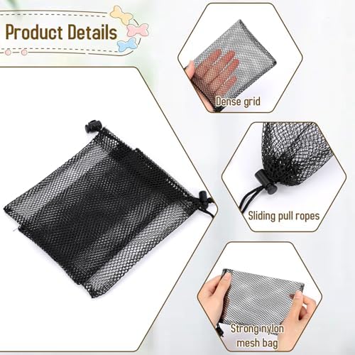 Sliverdew 10PCS Small Mesh Bags Drawstring Black Nylon Mesh Drawstring Bag Mini - Image 3