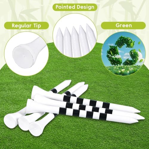 Bamboo Golf Tees 200 Pack 2-3/4 & 3-1/4 inch Length | 4 Line Marking Natrual - Image 3