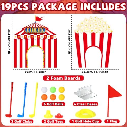 19 PCS Carnival Party Mini Golf Game Set Circus Tent Popcorn Game Set Include - Image 2