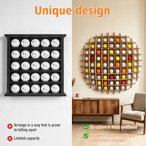Golf Ball Display Case, Golf Ball Wall Display Rack up to 78 Balls - Image 4