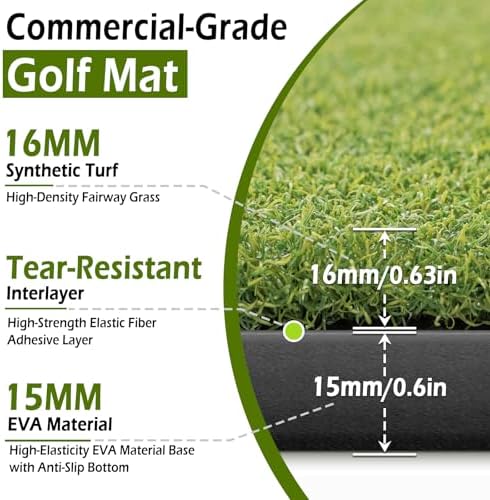 Golf Mat 31mm, 5x4ft/5x5ft Premium Golf Hitting Mat Outdoor Indoor - Image 2