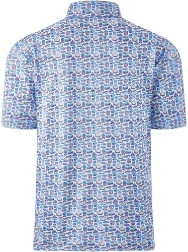 Mens Golf Shirt Short Sleeve Dry Fit Print Moisture Wicking Performance - Image 3
