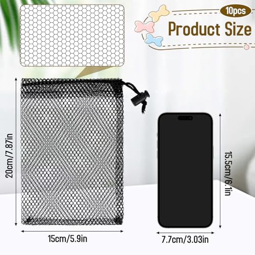 Sliverdew 10PCS Small Mesh Bags Drawstring Black Nylon Mesh Drawstring Bag Mini - Image 2