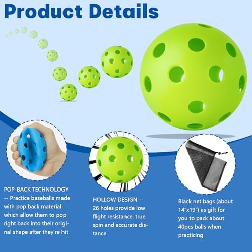 Coopay 20/40 Pack Practice Baseball Softball Plastic Training Balls Lightweight - Image 6